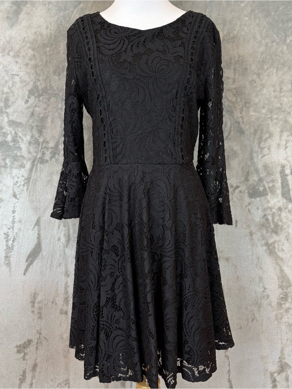 Francesca’s Black Lace Overlay Mini Dress Wmn’s M